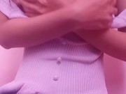 Asian playing with tits and nipples