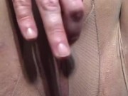 Pussy play through pantyhose