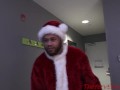 Black teen gets her asshole gaped by Santa On Christmas