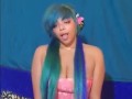 Blue hair scene queen strip teaser! Høney Valencia! 