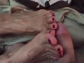 Granny  Ann and her Holiday Red Toes Make You Cum With JOI