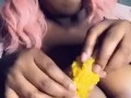 Cutie bbw eating nude