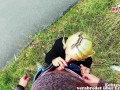 Deutsche Tattoo Blondine mit intim piercing beim outdoor pov sexdate