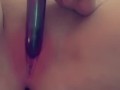 Young blonde fucks herself with dildo