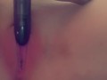 Young blonde fucks herself with dildo