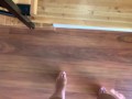 POV walking in platform stripper heels with belly ring and toe rings