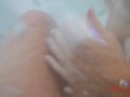 hot stepmom watches son jerk his big cock in the winter hot tub at dad's 
