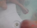 hot stepmom watches son jerk his big cock in the winter hot tub at dad's 