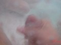 hot stepmom watches son jerk his big cock in the winter hot tub at dad's 