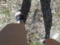 Foot fetish and pissing outdoors  Feet in Calvin Klein slippers POV