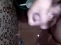 Horny Young Guy Having Fun Jerking Off His Huge Cock in the Toilet