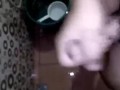 Horny Young Guy Having Fun Jerking Off His Huge Cock in the Toilet