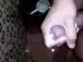 Horny Young Guy Having Fun Jerking Off His Huge Cock in the Toilet