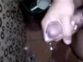 Horny Young Guy Having Fun Jerking Off His Huge Cock in the Toilet