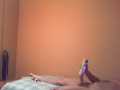 Stretching out on bed fucking my vet jet