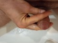 Jerk off dick and cum in the bathroom. My dream is to cum in my wife's womb.