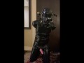 Latex Sub In Armbinder Bondage Teased and Fed his Cum