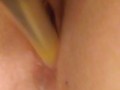 MILF masturbating with makeup brush