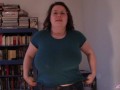 Huge boob tit drop blue shirt