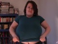 Huge boob tit drop blue shirt