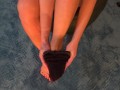 Red Panties get me Horny! Trying my new stocking Socks FEET Fetish