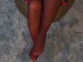 Red Panties get me Horny! Trying my new stocking Socks FEET Fetish