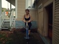 Sports Bra VS No Bra on a pogo stick - Piper Blush