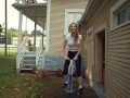 Sports Bra VS No Bra on a pogo stick - Piper Blush
