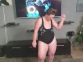 Busty girl twerking her fat ass with tits out | smoking cigarette