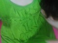 Crazy White Onlyfans Girl PinkMoonLust Self Sucks Left Nipple While Wearing a Cute Green Dress