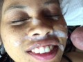 EBONY TEEN GETS CUMSHOT FACIAL MONEYSHOT