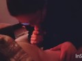 Slow sensual blowjob gaming interruption blooper and cumshot