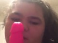 slut deepthroating dildo