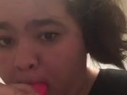 slut deepthroating dildo