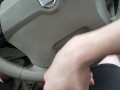 Car handjob.  Cumshot hits the steering wheel.  Why not?