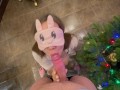 Sweet homemade blowjob near new year tree and slowmotion cumming