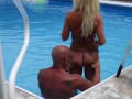 SEXIEST BIKINI FUCK EVER !!! Hooters Stepmom fucks Fit Son in Pool. Gets huge facial.