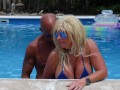 SEXIEST BIKINI FUCK EVER !!! Hooters Stepmom fucks Fit Son in Pool. Gets huge facial.