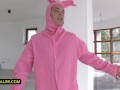 Adorable Blonde Emily’s Booty Hole Stretched Out by Big Cock Pink Easter Bunny??!!