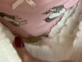 By the Christmas tree pissing in cute panties under a diaper