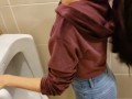 Naughty Girl Sneaks Into Mens Urinal