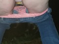 Peeing in the woods along the side of the road