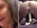 Sexy PAWG MILF GILF Split Screen POV Soles Up Fucks Huge Dildo Bulge!