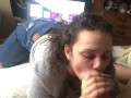 My stepsister almost gets caught mid blowjob!!