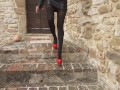 Laura XXX on high heels and stockings sitted and walking