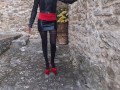 Laura XXX on high heels and stockings sitted and walking