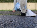 Candid girl shoeplay fetish