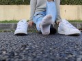 Candid girl shoeplay fetish
