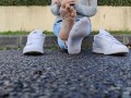 Candid girl shoeplay fetish