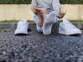 Candid girl shoeplay fetish